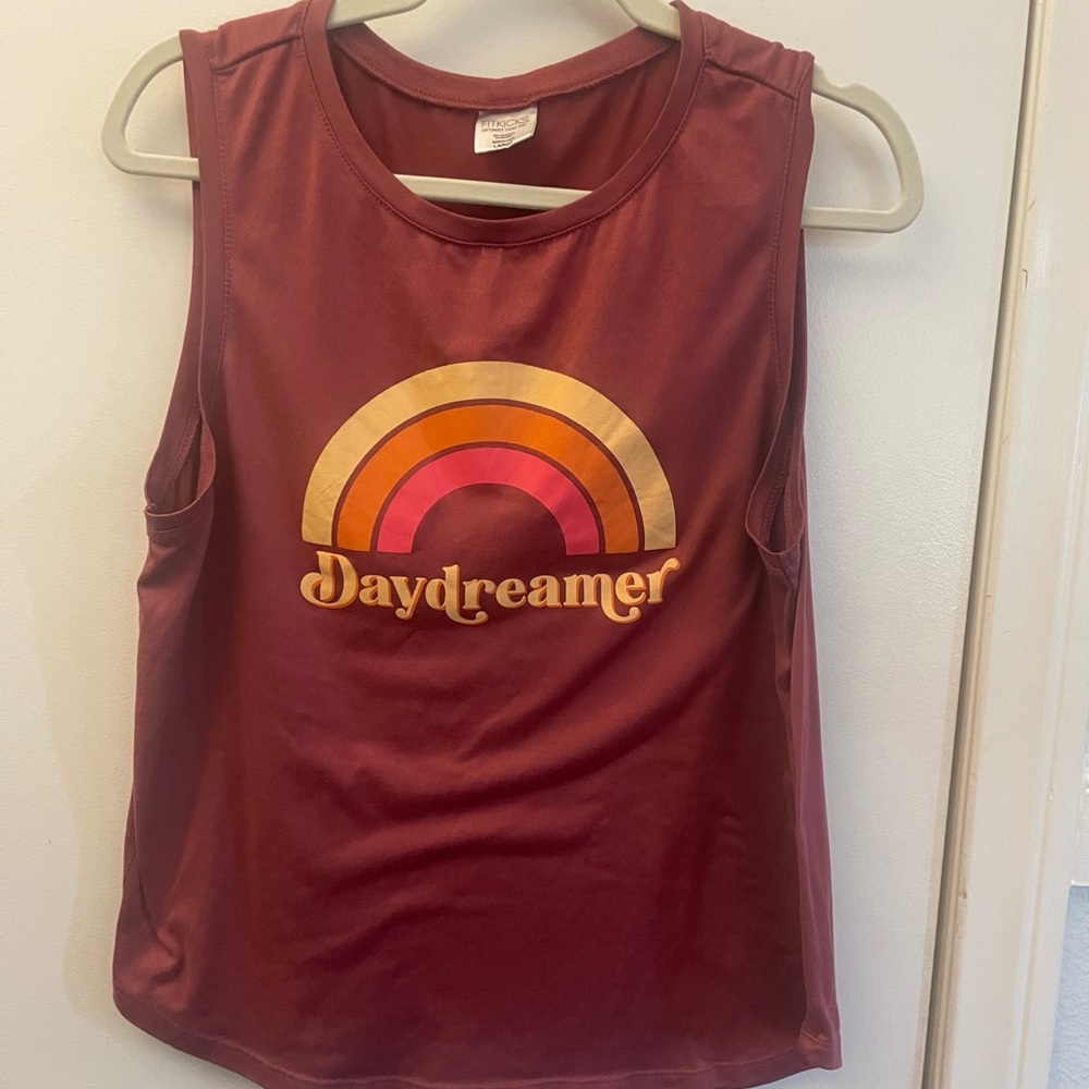 Daydreamer Women's Vintage Rainbow Muscle Tee in Rust - Picture 6 of 9